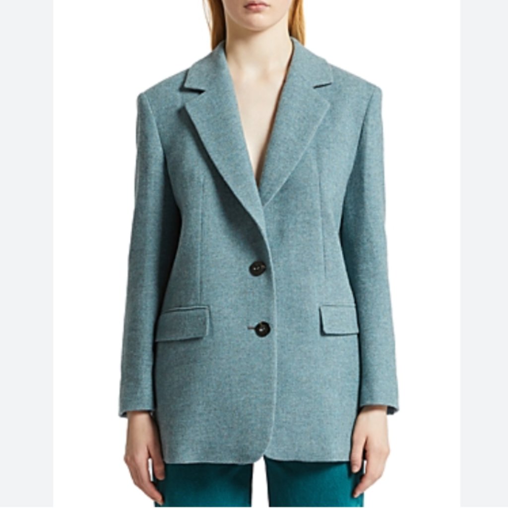 Marella Garden Wool Herringbone Relaxed Fit Lined Blazer Jacket